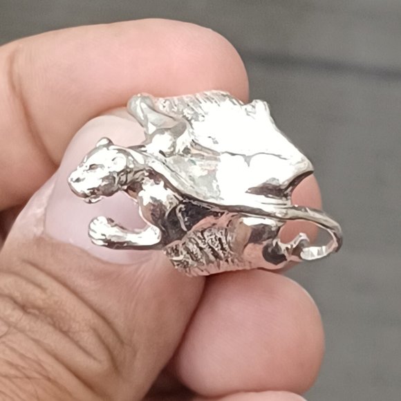 925 Sterling Silver Panther Style Ring For Men